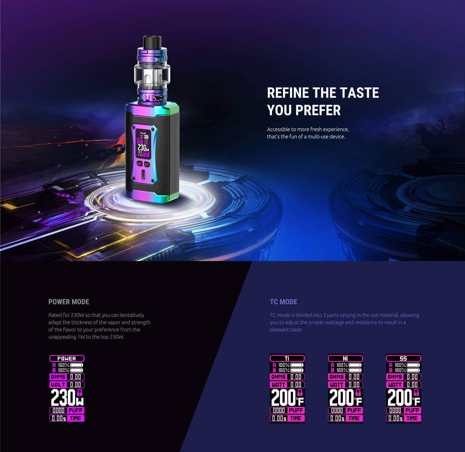 Smok Moprh 2 mod seçenekleri